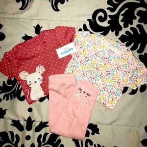 Carter’s 3 pieces set clothes, 12 months baby girl